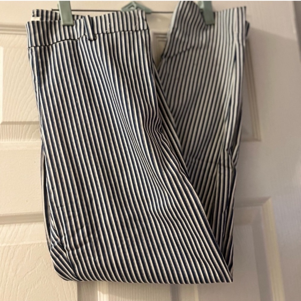 H&M Navy and White Striped Trousers